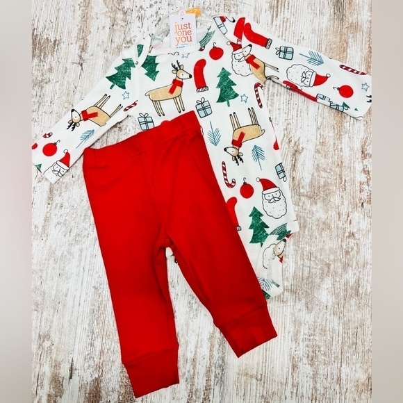 JUST One You Carter's 2 Piece Reindeer Christmas Print Outfit - Picture 1 of 9